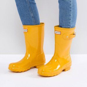 yellow hunter ankle boots